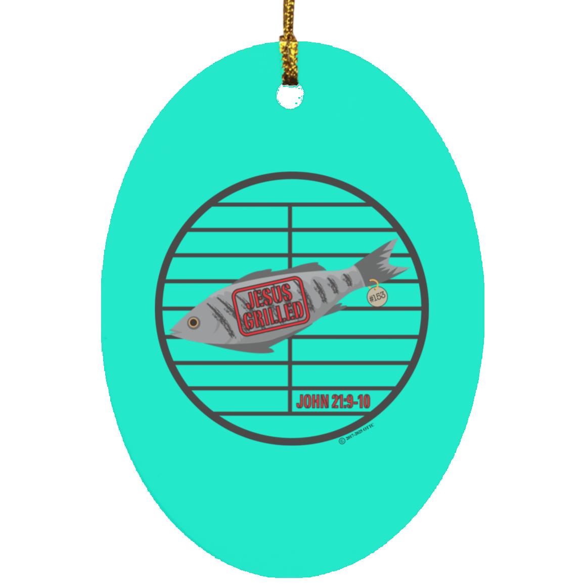 153 Fish - Oval Ornament - Jesus Surfed Apparel Co. 