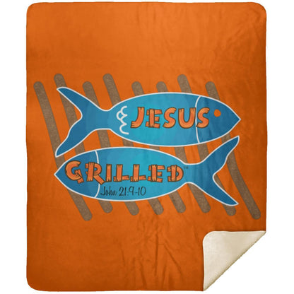 Grilled Fish Premium Mink Sherpa Blanket 50x60