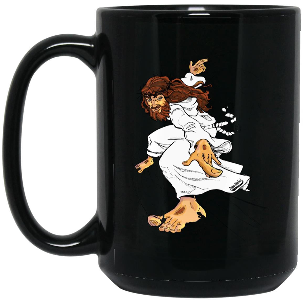 Big Jesus - 15oz Black Mug - Jesus Surfed Apparel Co. 