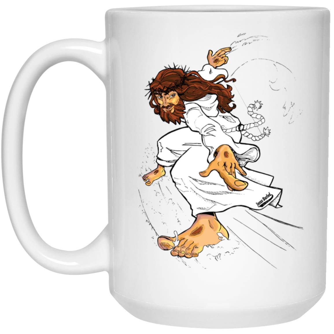 Big Jesus - 15oz White Mug - Jesus Surfed Apparel Co. 