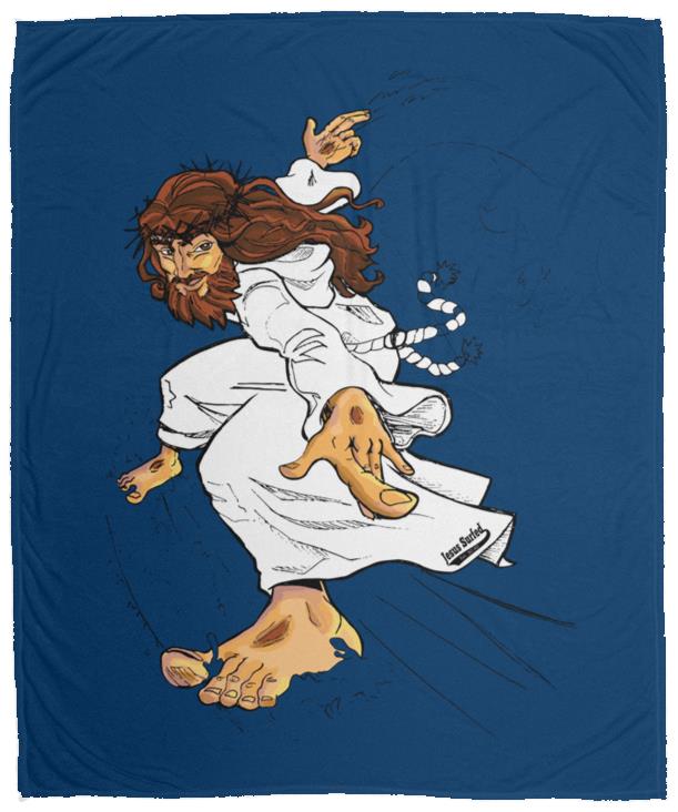 Big Jesus - Cozy Plush Fleece Blanket - 50x60 - Jesus Surfed Apparel Co. 