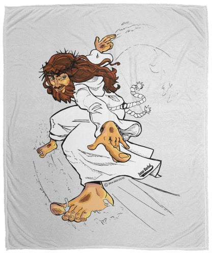 Big Jesus - Cozy Plush Fleece Blanket - 50x60 - Jesus Surfed Apparel Co. 