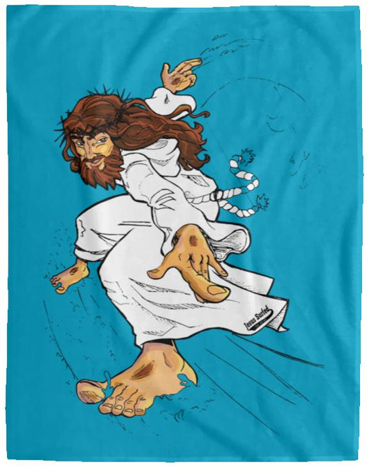 Big Jesus - Cozy Plush Fleece Blanket - 60x80 - Jesus Surfed Apparel Co. 