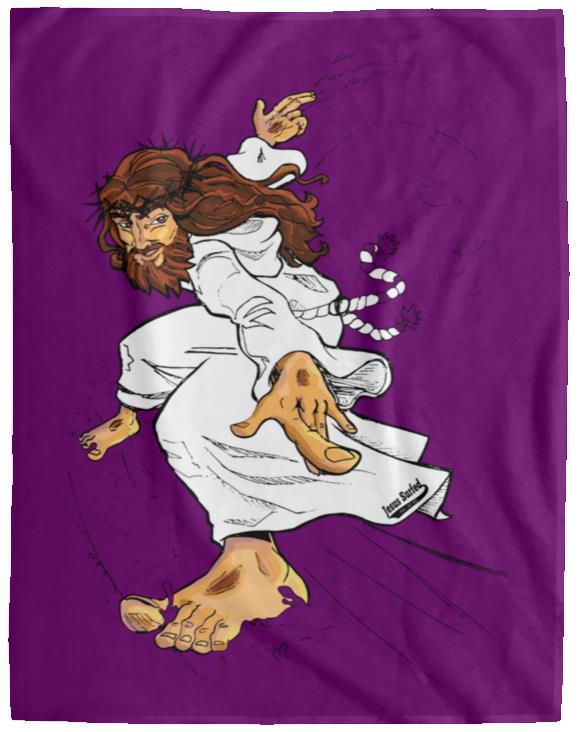 Big Jesus - Cozy Plush Fleece Blanket - 60x80 - Jesus Surfed Apparel Co. 