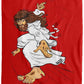 Big Jesus - Cozy Plush Fleece Blanket - 60x80 - Jesus Surfed Apparel Co. 