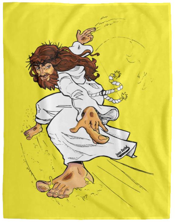 Big Jesus - Cozy Plush Fleece Blanket - 60x80 - Jesus Surfed Apparel Co. 