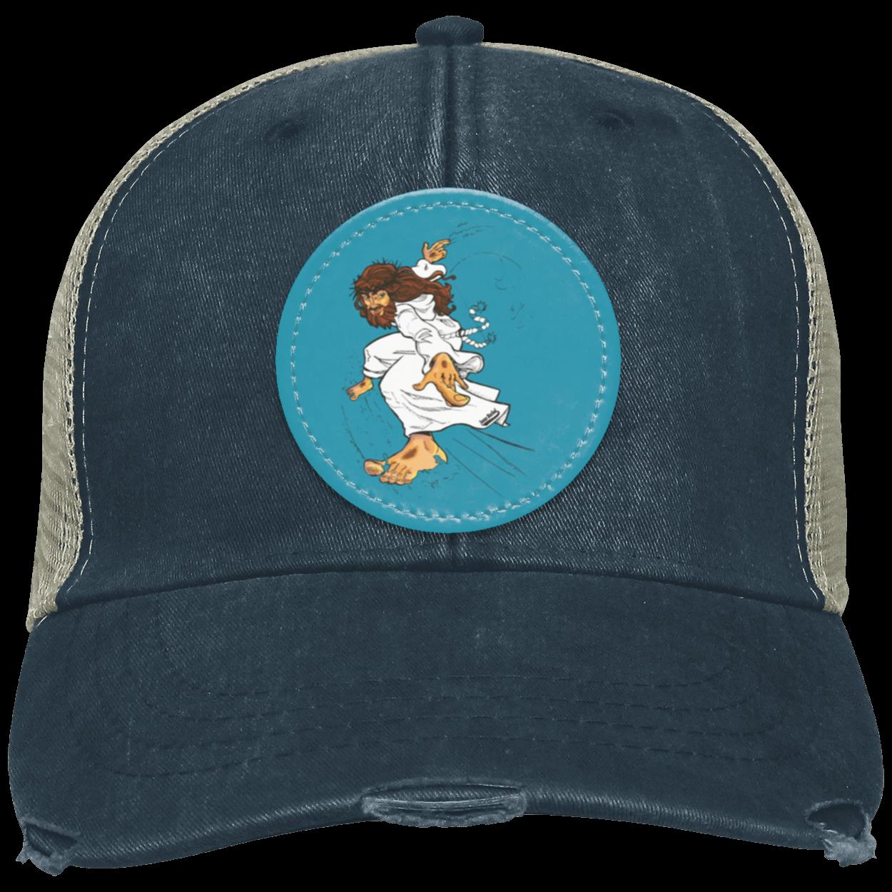 Big Jesus - Distressed Ollie Cap - Circle Patch - Jesus Surfed Apparel Co. 