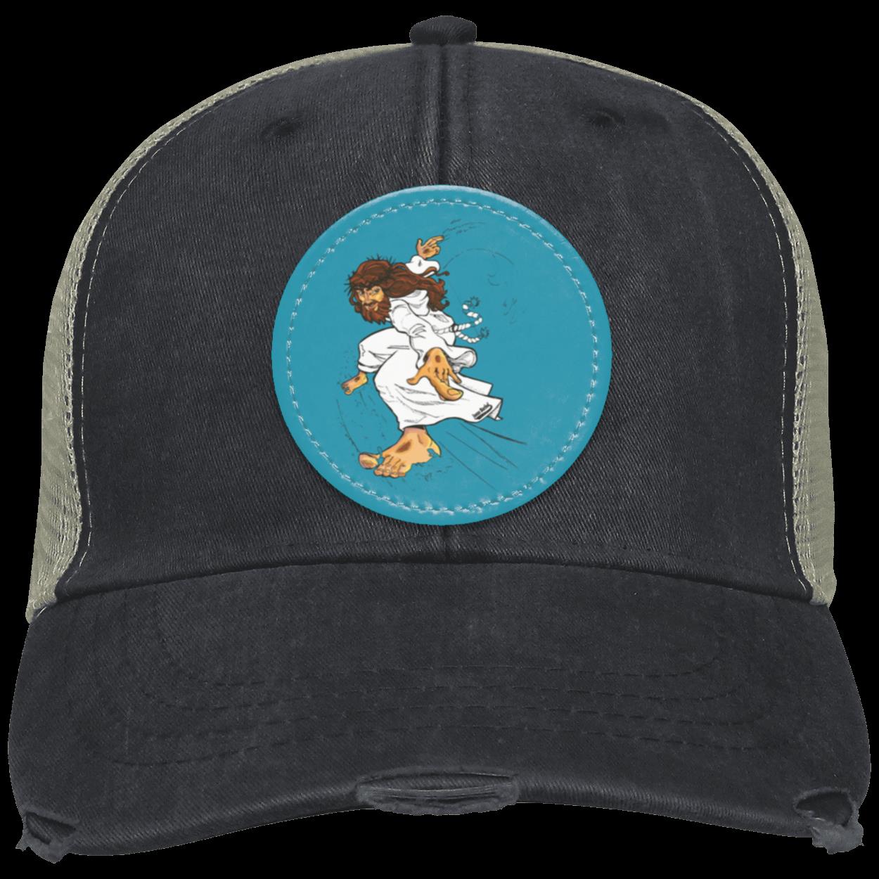 Big Jesus - Distressed Ollie Cap - Circle Patch - Jesus Surfed Apparel Co. 