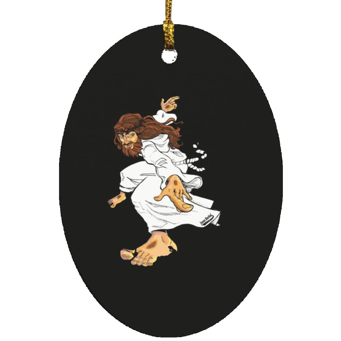 Big Jesus - Oval Ornament - Jesus Surfed Apparel Co. 