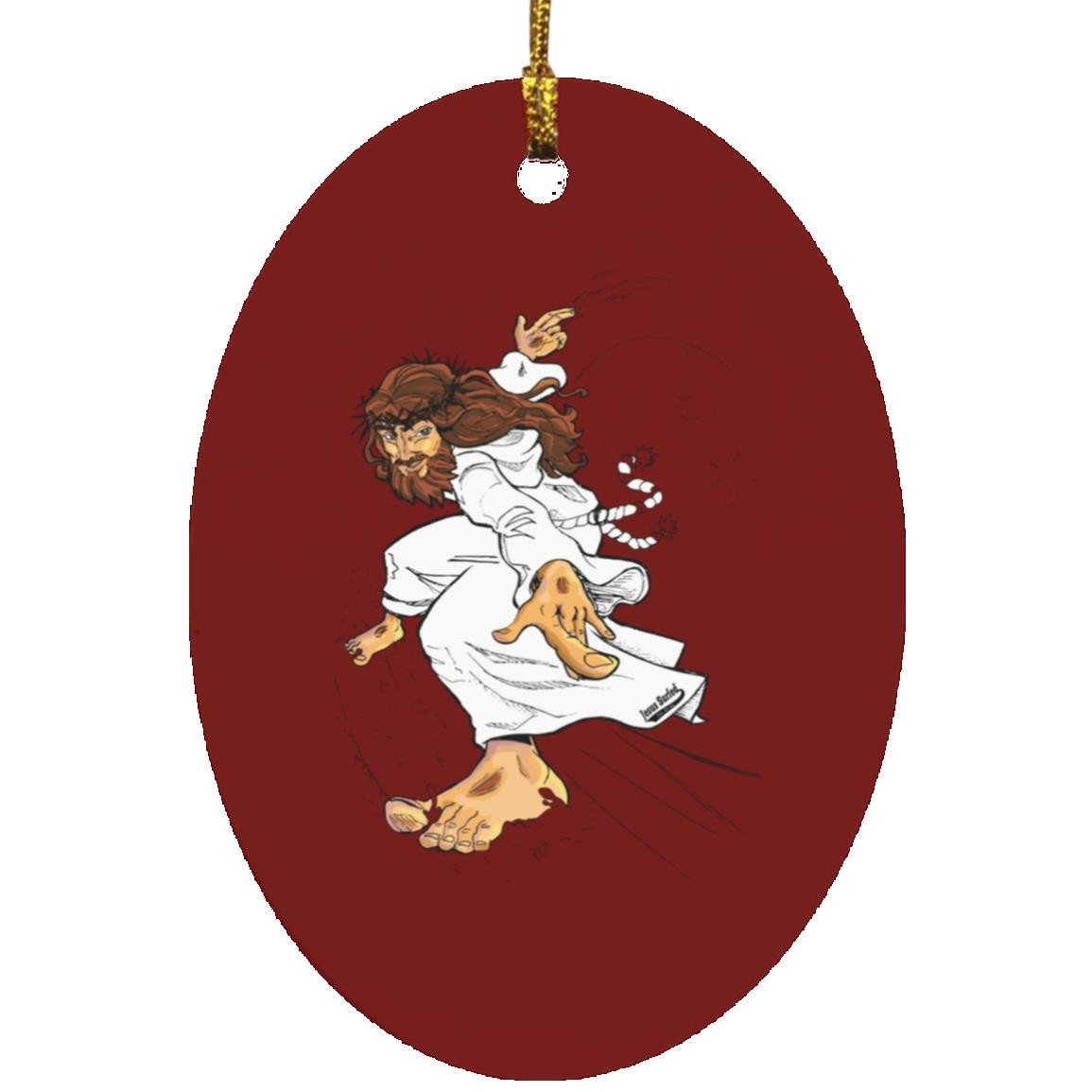 Big Jesus - Oval Ornament - Jesus Surfed Apparel Co. 