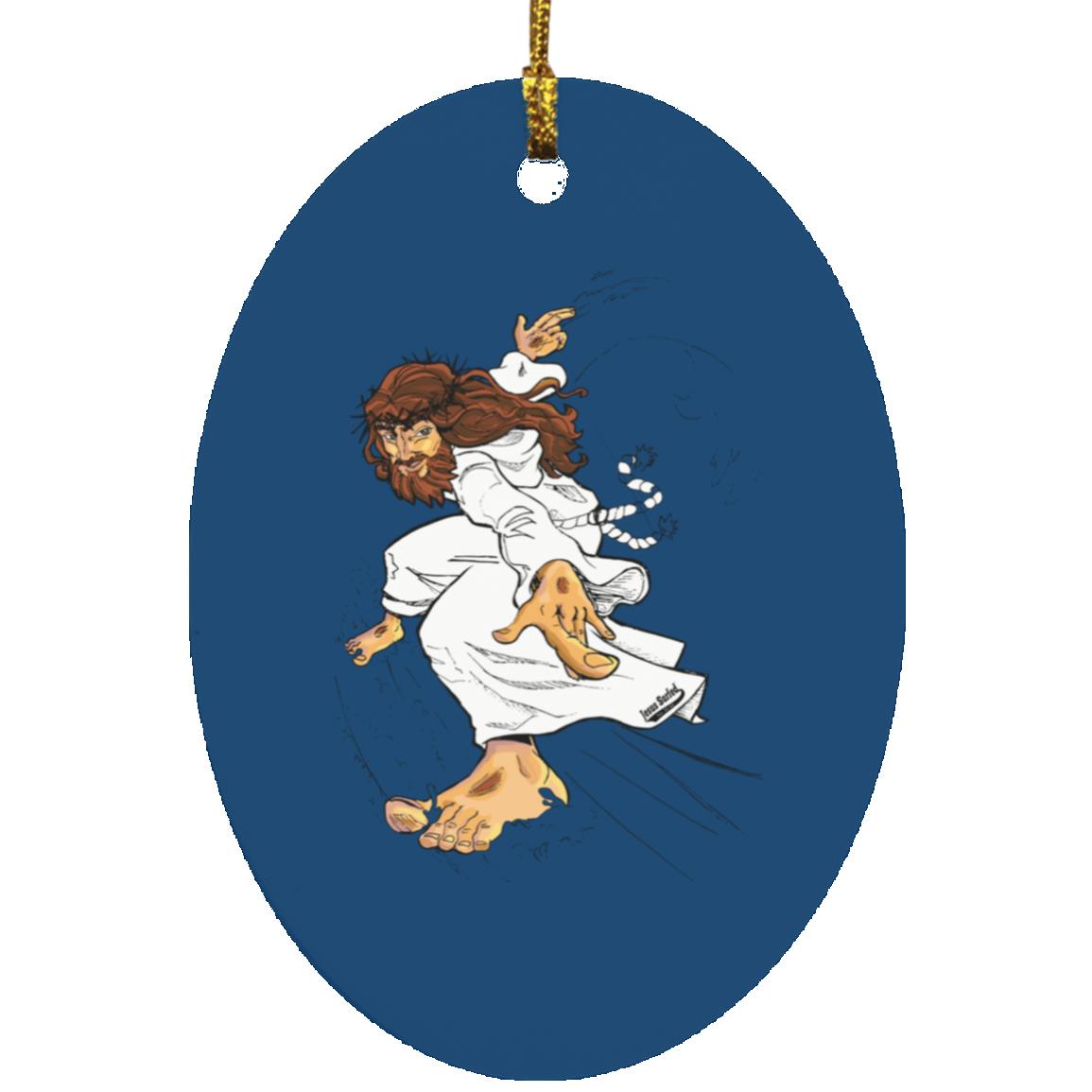 Big Jesus - Oval Ornament - Jesus Surfed Apparel Co. 