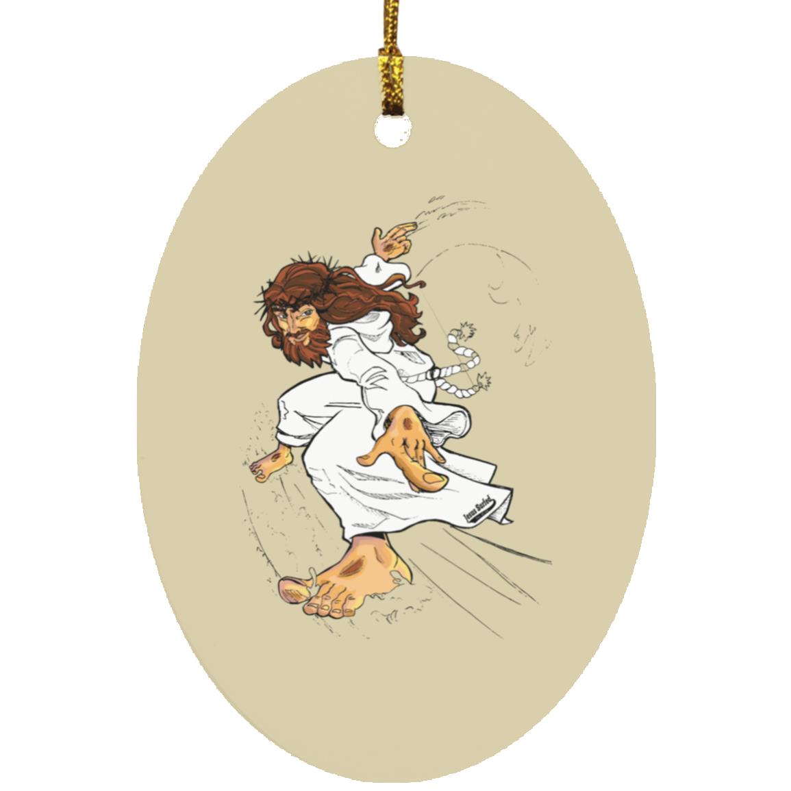 Big Jesus - Oval Ornament - Jesus Surfed Apparel Co. 
