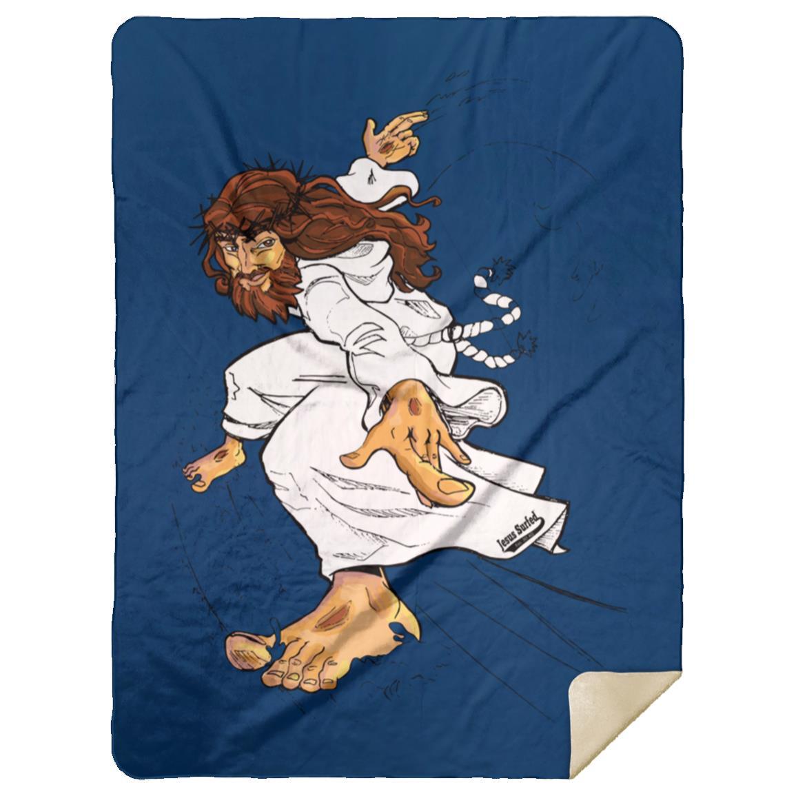 Big Jesus - Premium Mink Sherpa Blanket 60x80 - Jesus Surfed Apparel Co. 