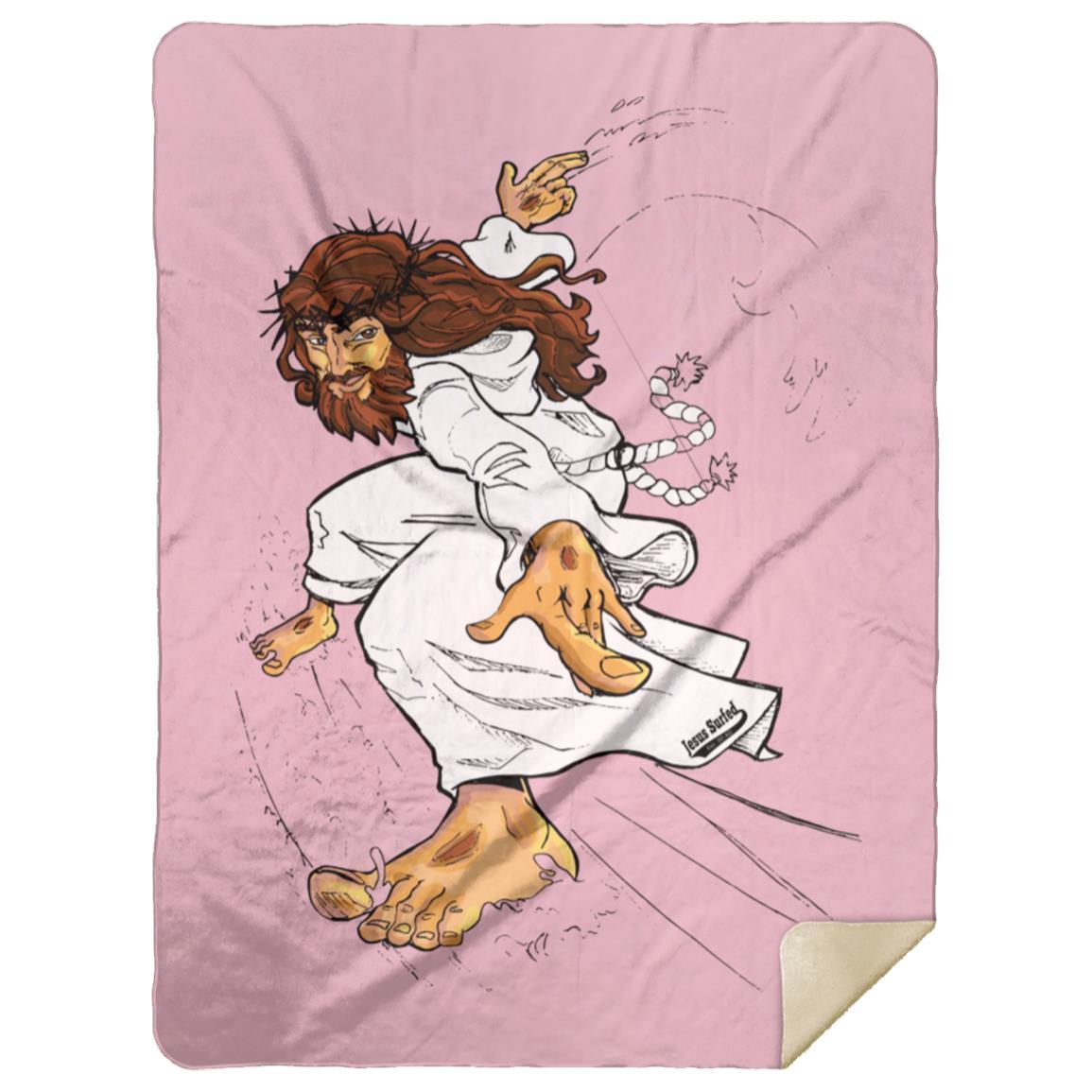 Big Jesus - Premium Mink Sherpa Blanket 60x80 - Jesus Surfed Apparel Co. 