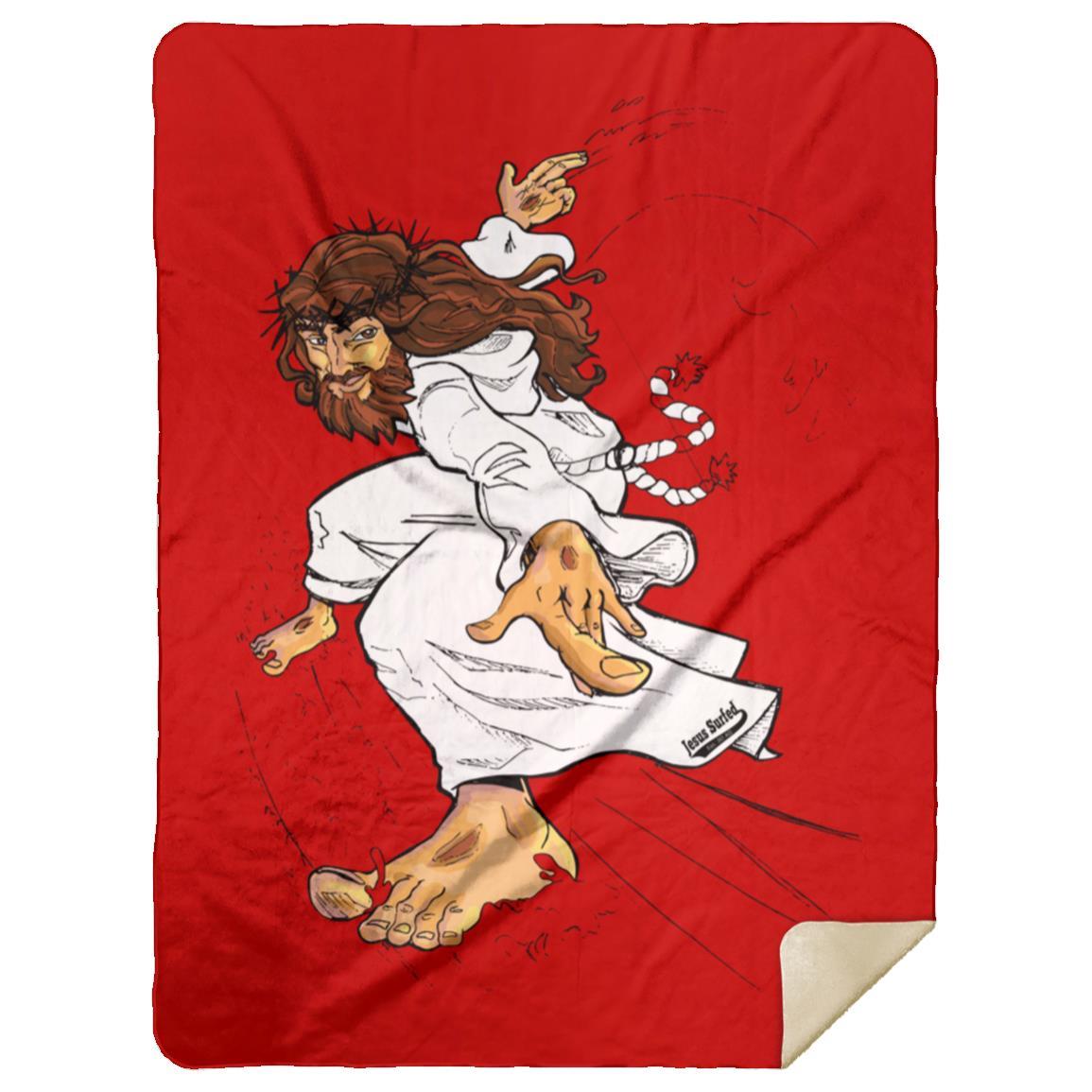 Big Jesus - Premium Mink Sherpa Blanket 60x80 - Jesus Surfed Apparel Co. 