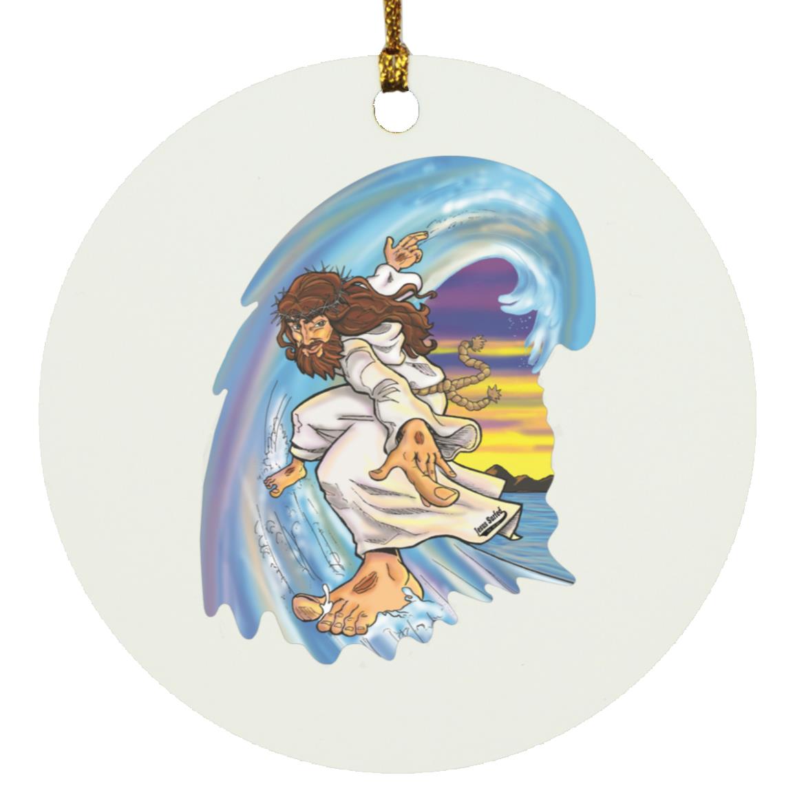 Big Jesus Wave - Circle Ornament - Jesus Surfed Apparel Co. 