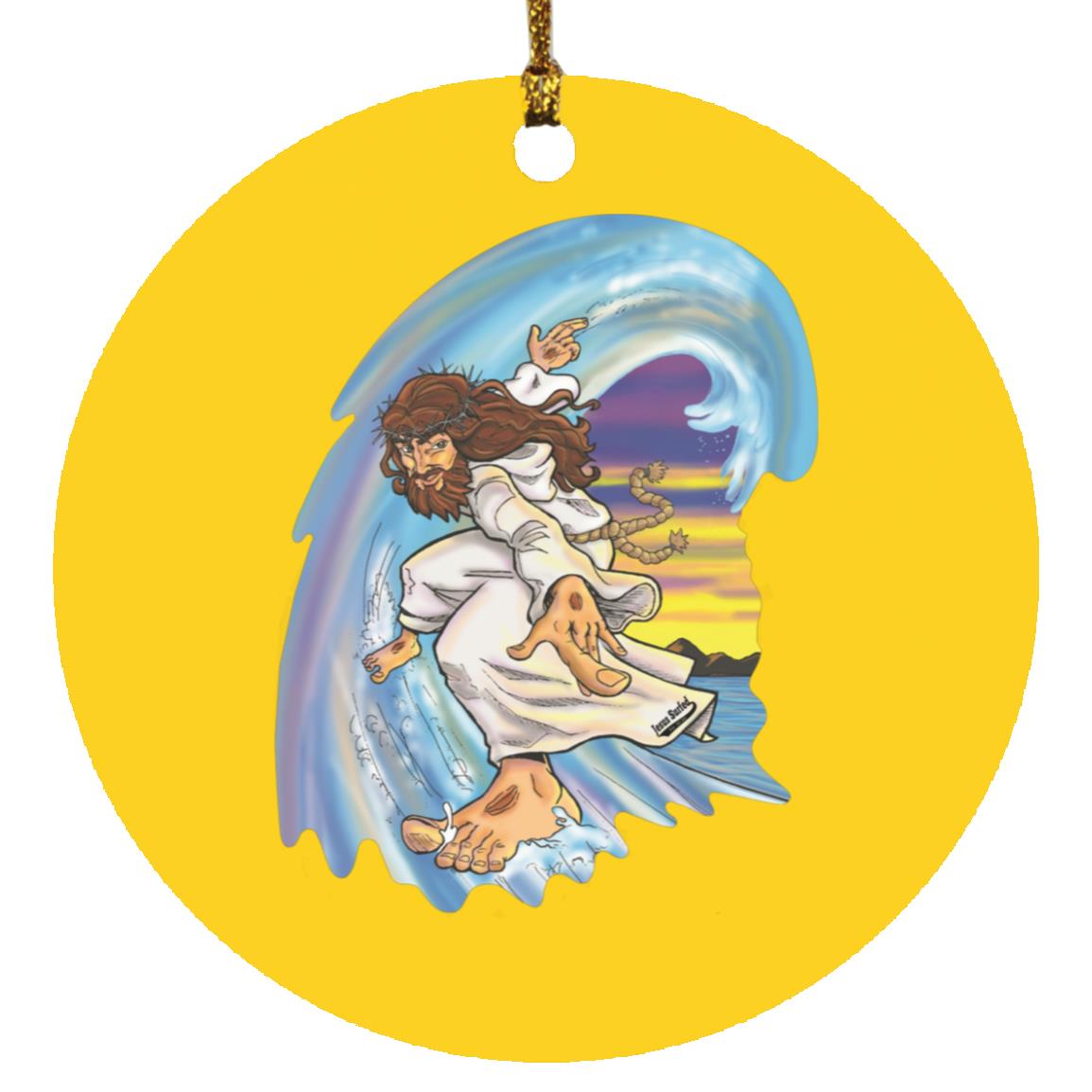 Big Jesus Wave - Circle Ornament - Jesus Surfed Apparel Co. 