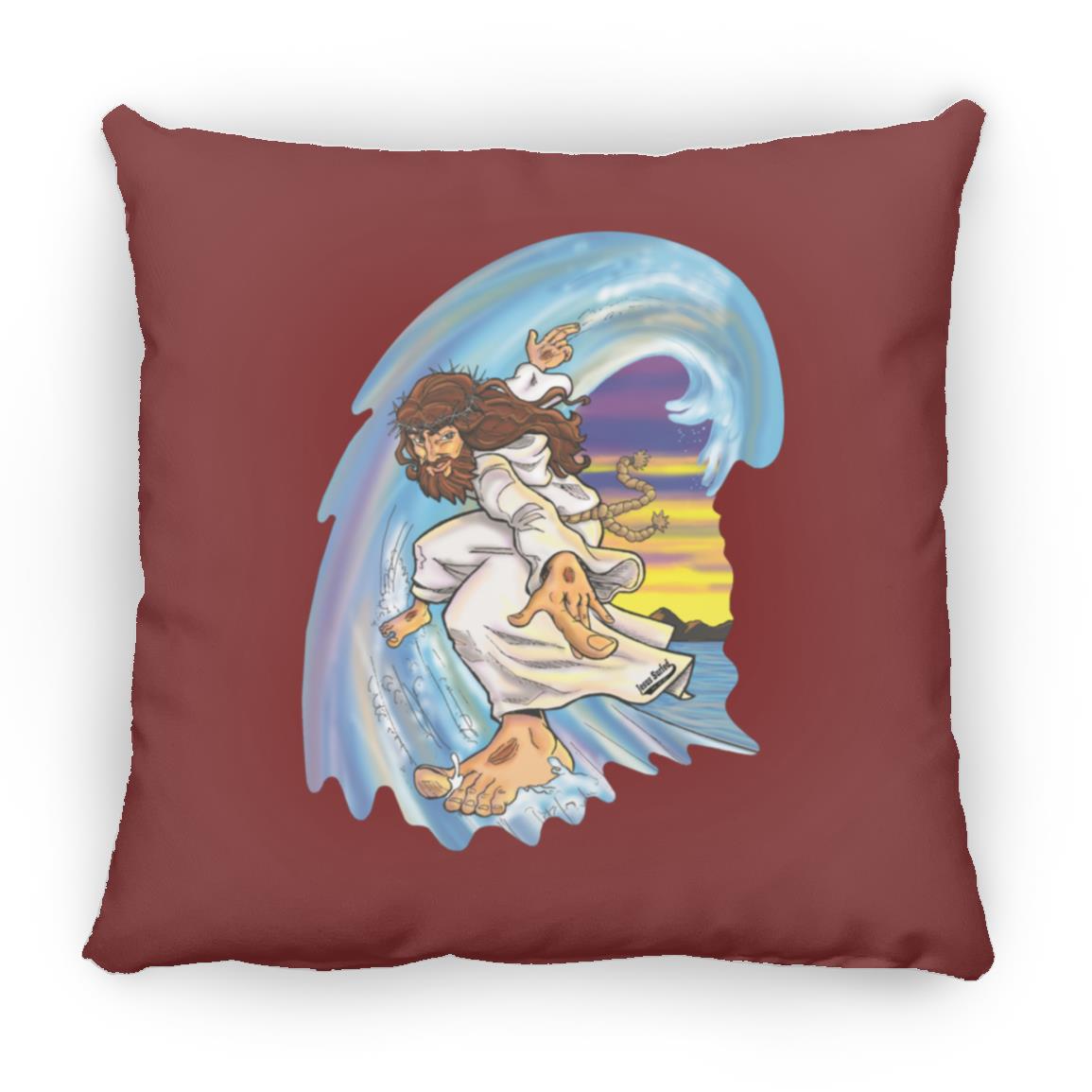 Big Jesus Wave - Large Square Pillow - Jesus Surfed Apparel Co. 