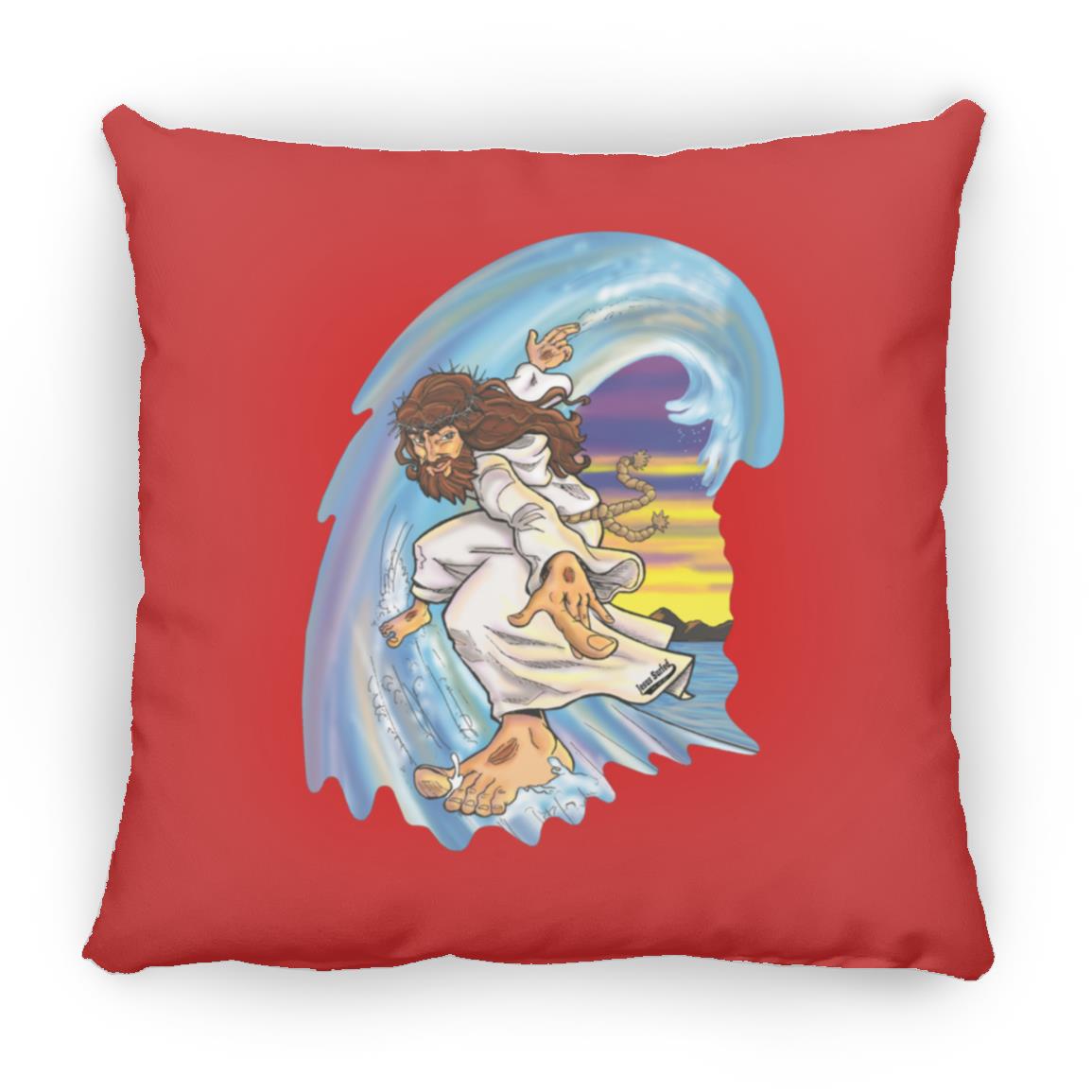 Big Jesus Wave - Large Square Pillow - Jesus Surfed Apparel Co. 