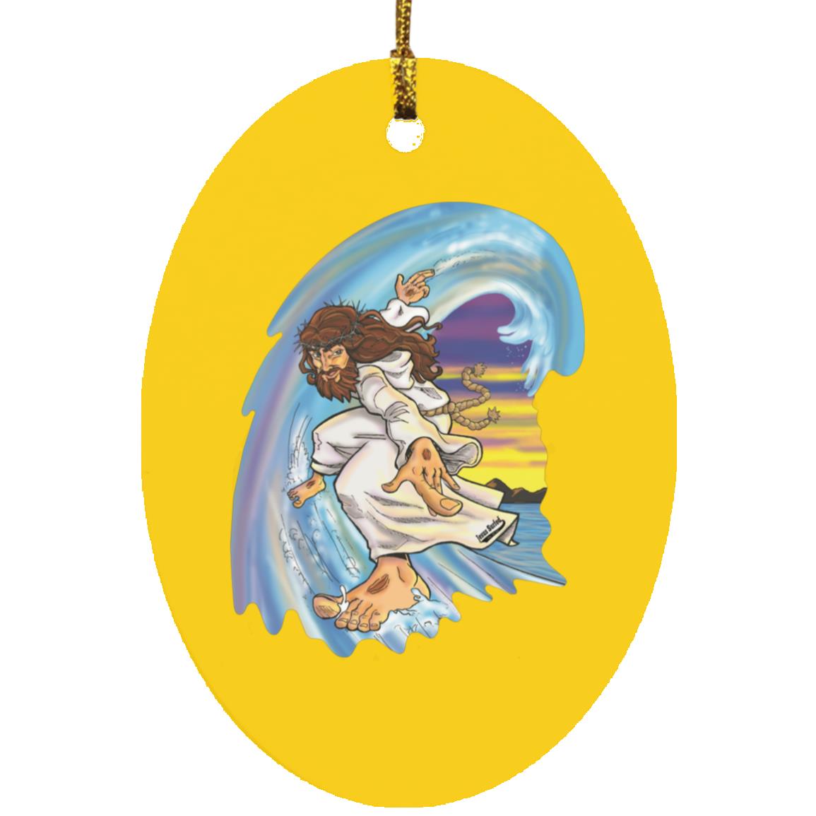 Big Jesus Wave - Oval Ornament - Jesus Surfed Apparel Co. 