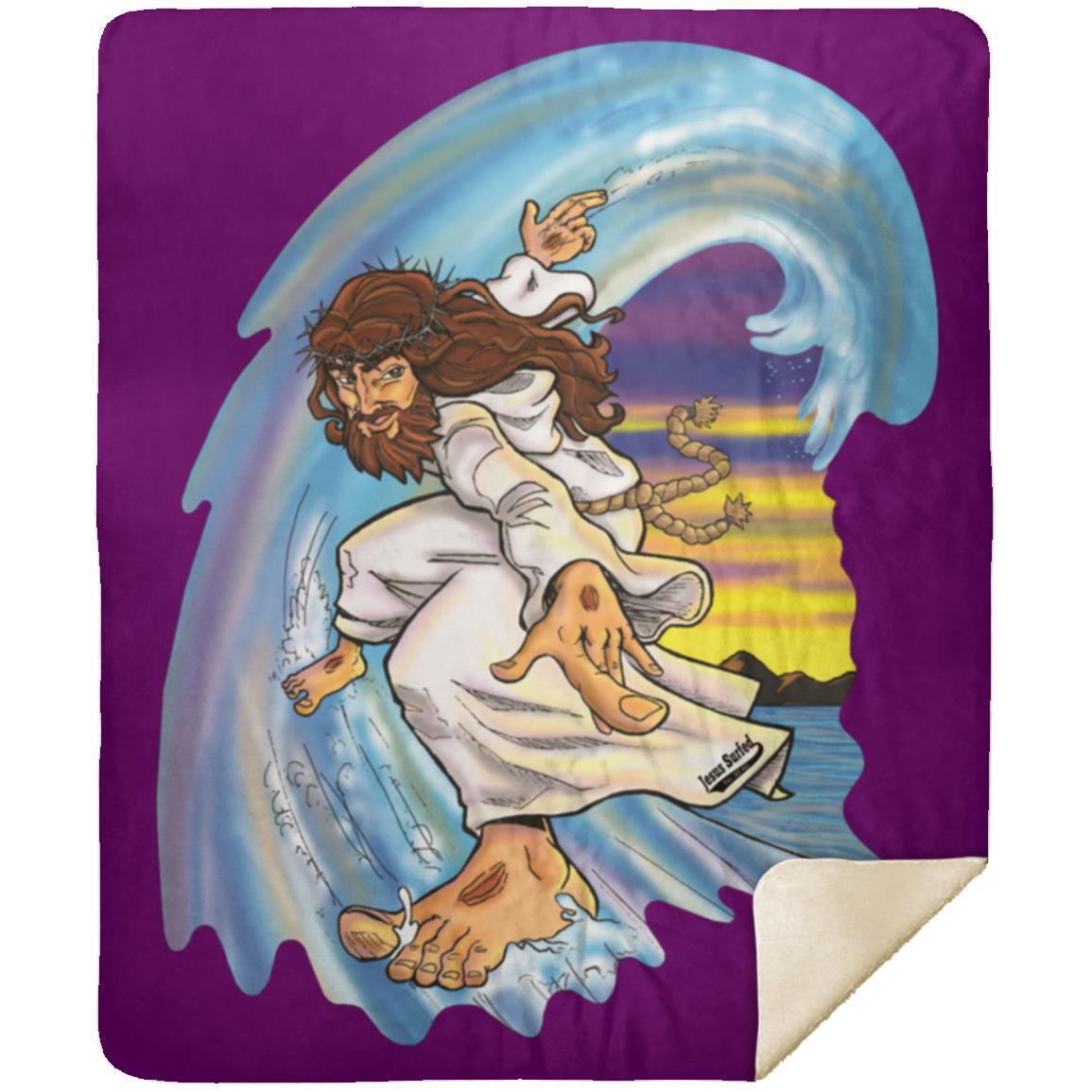 Big Jesus Wave - Premium Mink Sherpa Blanket 50x60 - Jesus Surfed Apparel Co. 