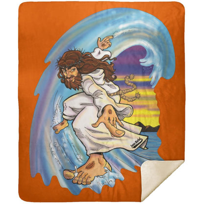 Big Jesus Wave - Premium Mink Sherpa Blanket 50x60 - Jesus Surfed Apparel Co. 