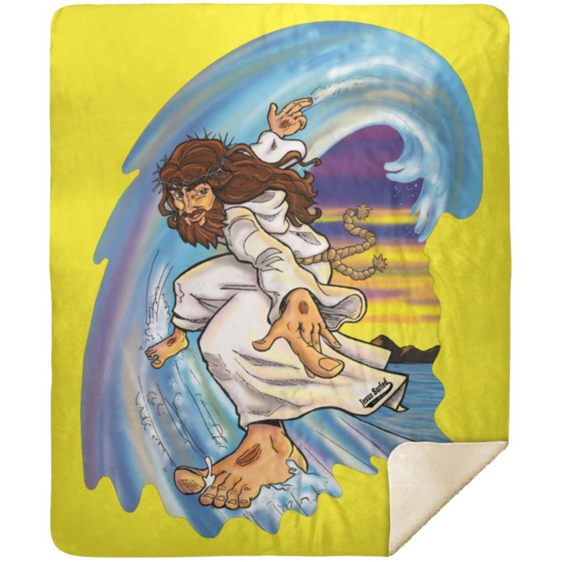 Big Jesus Wave - Premium Mink Sherpa Blanket 50x60 - Jesus Surfed Apparel Co. 