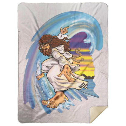 Big Jesus Wave - Premium Mink Sherpa Blanket 60x80 - Jesus Surfed Apparel Co. 