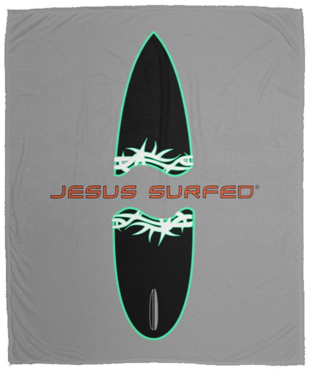 Broken Board - Cozy Plush Fleece Blanket - 50x60 - Jesus Surfed Apparel Co. 