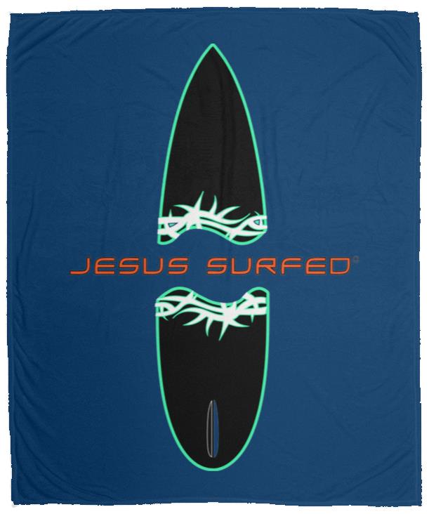 Broken Board - Cozy Plush Fleece Blanket - 50x60 - Jesus Surfed Apparel Co. 