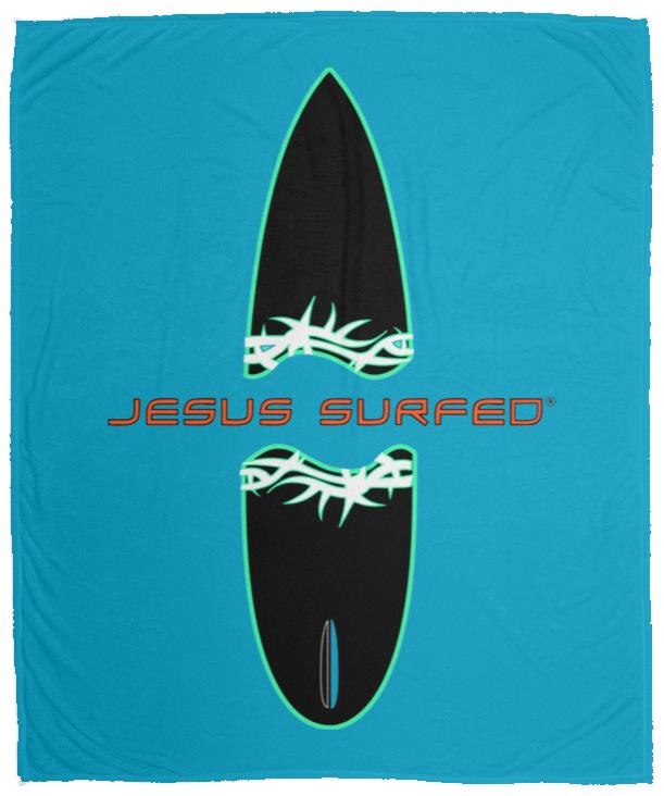 Broken Board - Cozy Plush Fleece Blanket - 50x60 - Jesus Surfed Apparel Co. 