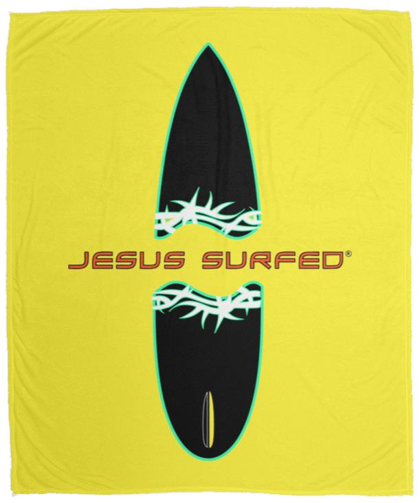 Broken Board - Cozy Plush Fleece Blanket - 50x60 - Jesus Surfed Apparel Co. 