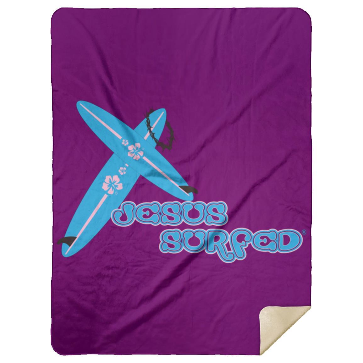 Crossboards Jesus Surfed Premium Mink Sherpa Blanket 60x80