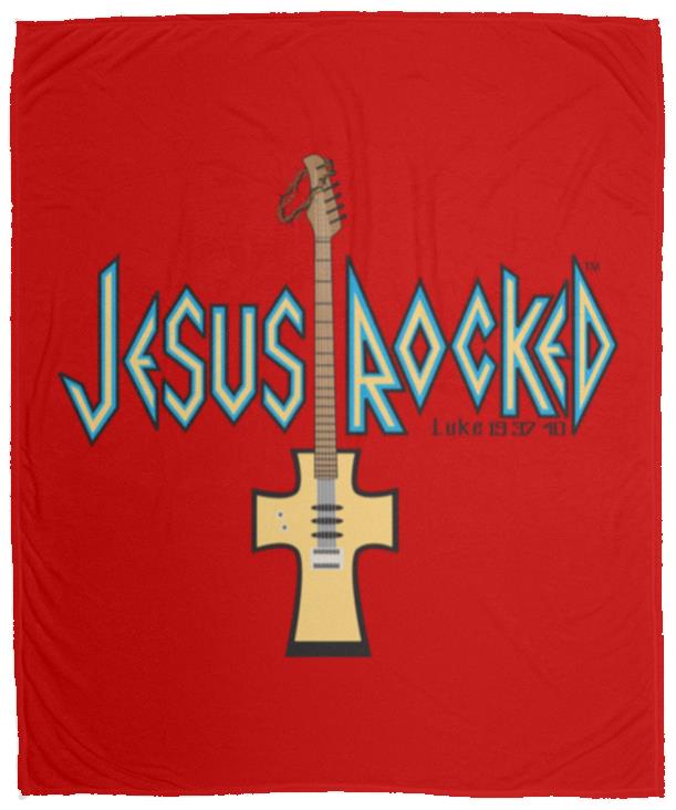 Cross Guitar - Cozy Plush Fleece Blanket - 50x60 - Jesus Surfed Apparel Co. 