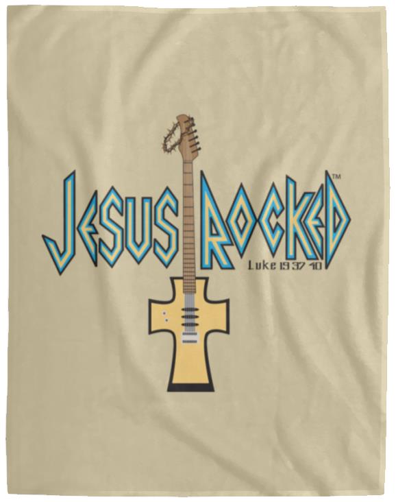 Cross Guitar - Cozy Plush Fleece Blanket - 60x80 - Jesus Surfed Apparel Co. 