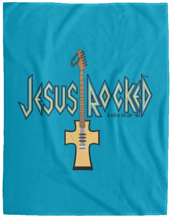 Cross Guitar - Cozy Plush Fleece Blanket - 60x80 - Jesus Surfed Apparel Co. 