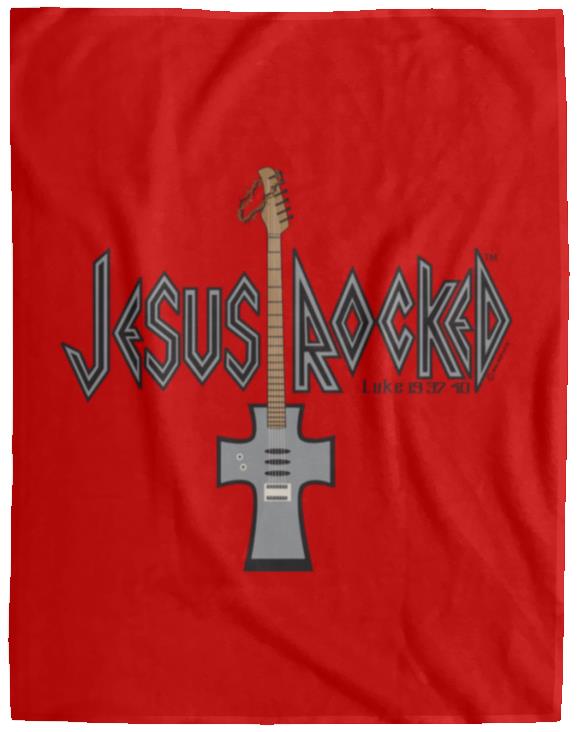 Cross Guitar - Cozy Plush Fleece Blanket - 60x80 - Jesus Surfed Apparel Co. 