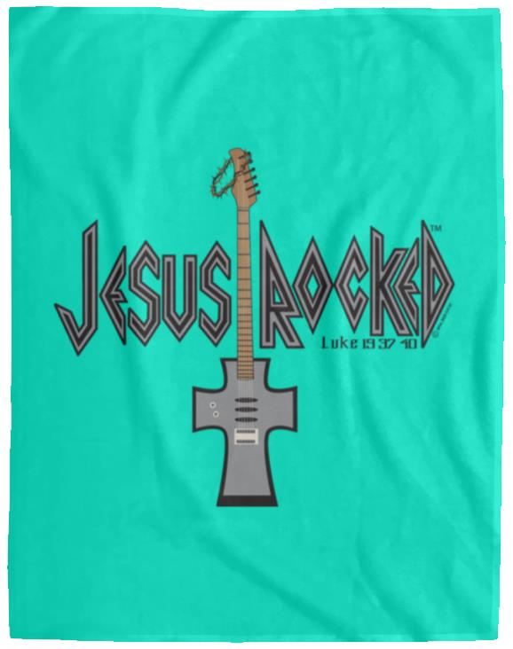 Cross Guitar - Cozy Plush Fleece Blanket - 60x80 - Jesus Surfed Apparel Co. 