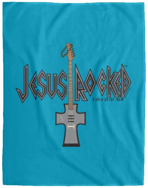 Cross Guitar - Cozy Plush Fleece Blanket - 60x80 - Jesus Surfed Apparel Co. 