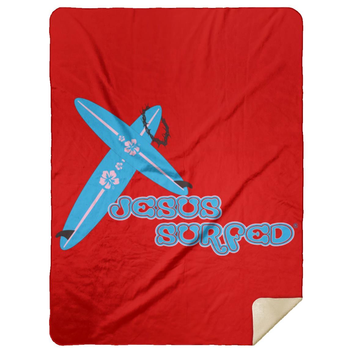 Crossboards Jesus Surfed - Premium Mink Sherpa Blanket 60x80 - Jesus Surfed Apparel Co. 