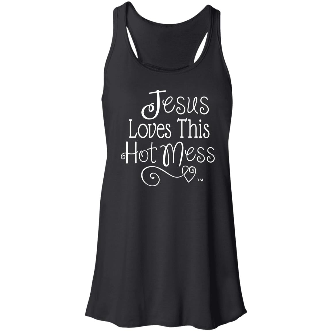 Jesus Loves This Hot Mess Mother's Day Women's Flowy Racerback Tank