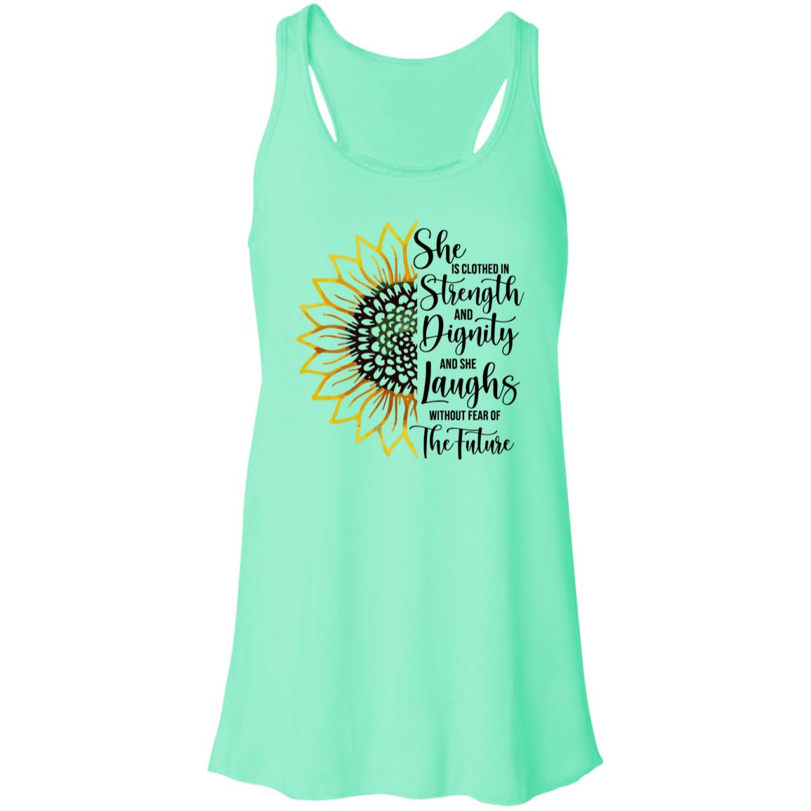 Sunflower Strength & Dignity Mother's Day Women's Flowy Racerback Tank