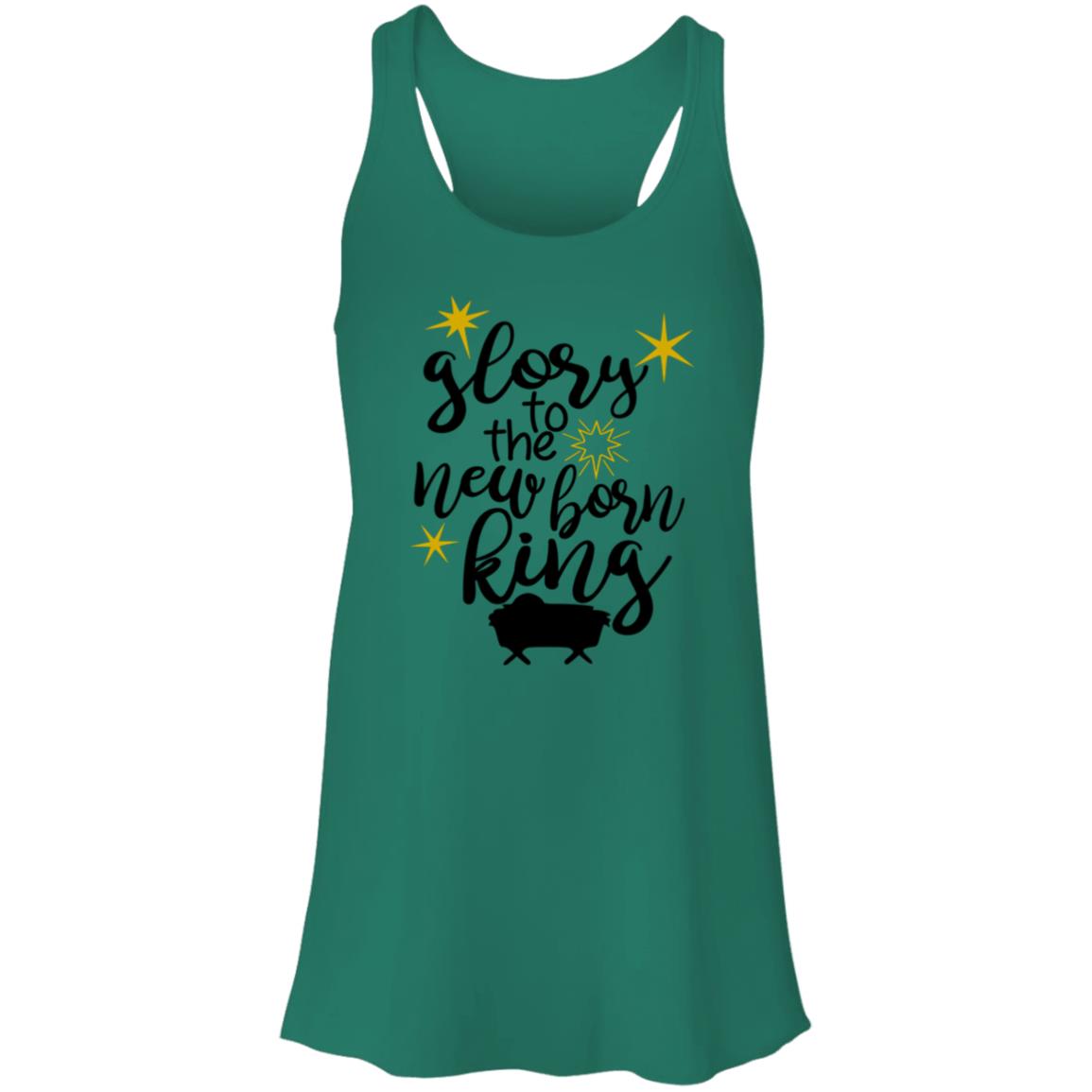 Glory to the new born King - Women's Flowy Racerback Tank