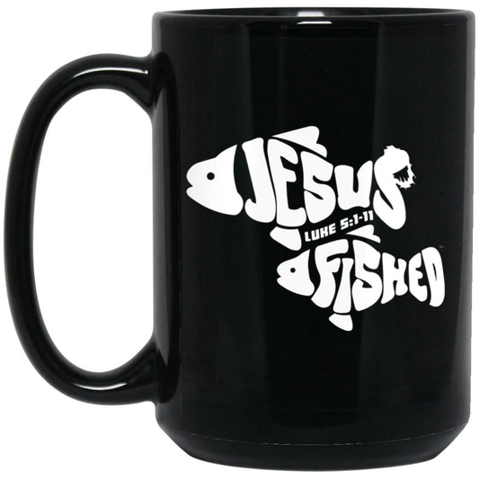 OneFish TwoFish 15oz Black Mug
