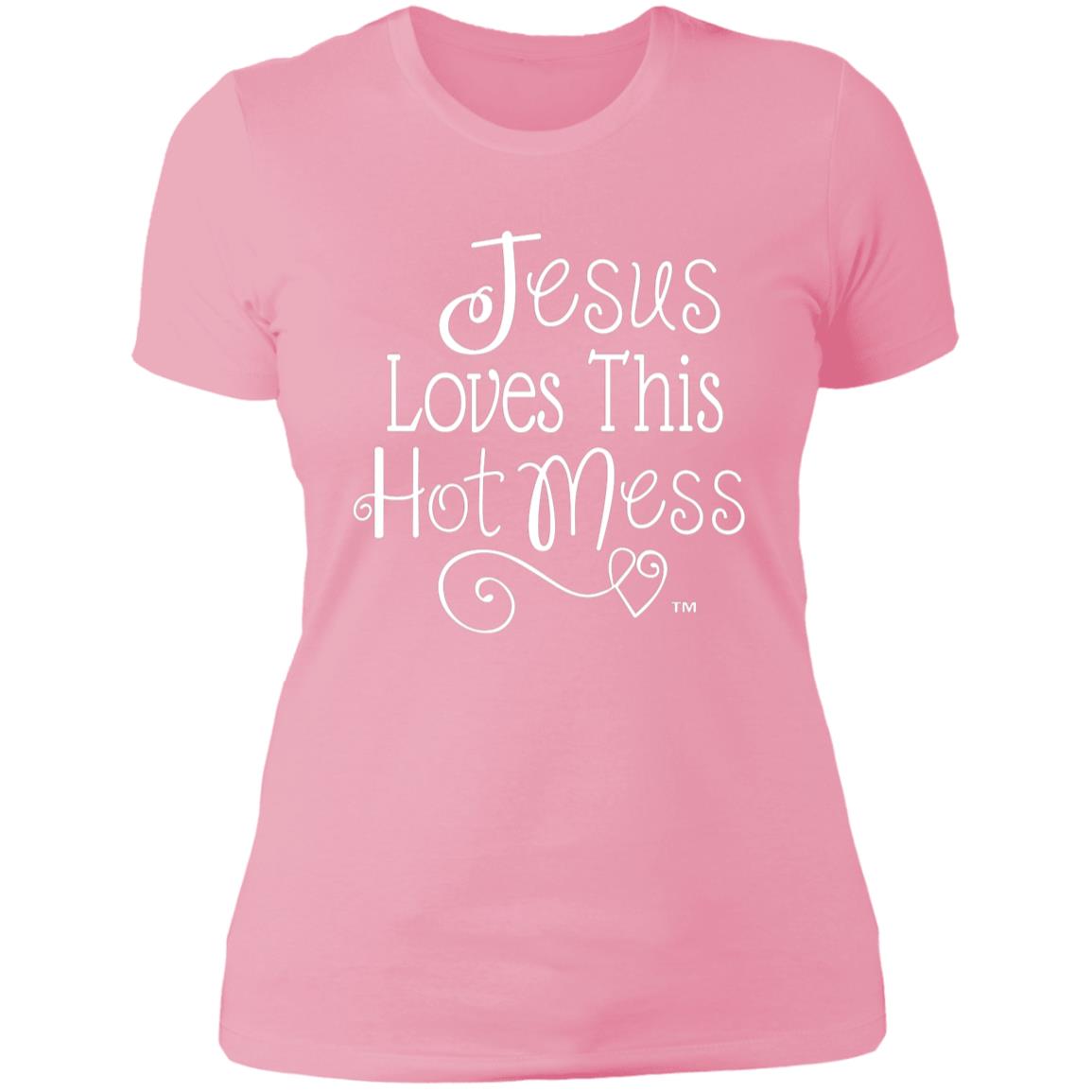 Jesus Loves This Hot Mess Mother's Day Women's Boyfriend T-Shirt