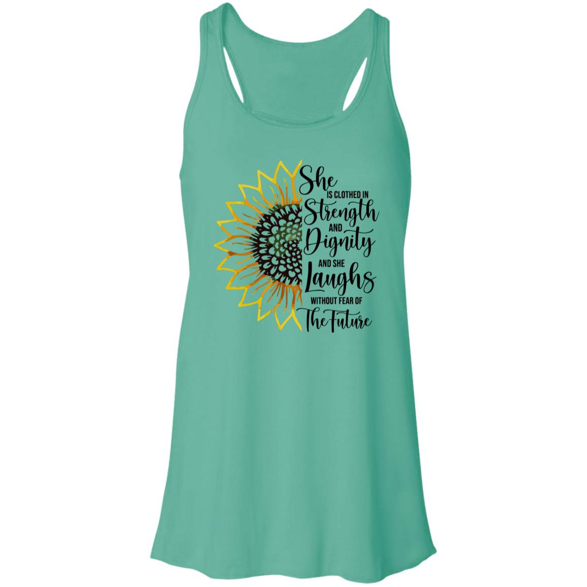 Sunflower Strength & Dignity Mother's Day Women's Flowy Racerback Tank