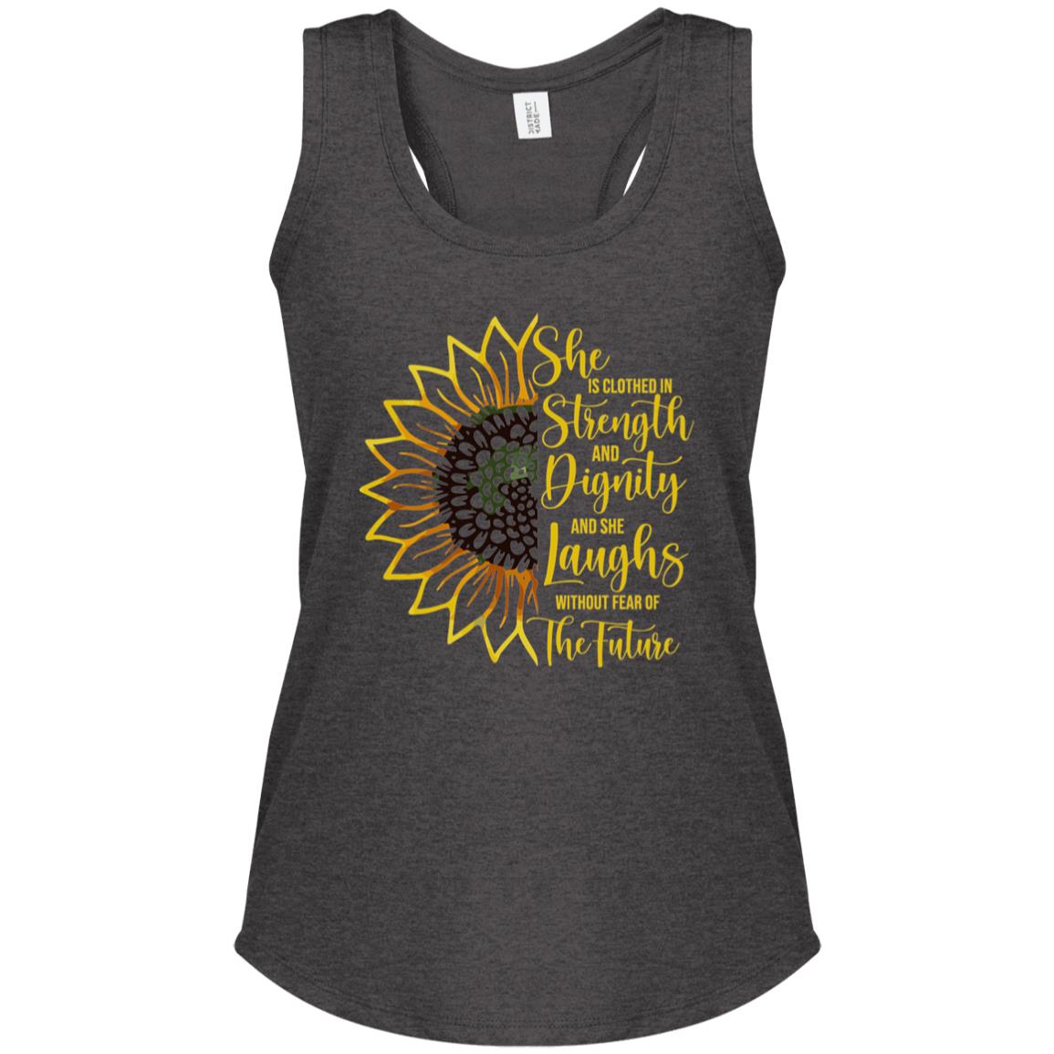 Sunflower Strength & Dignity Mother's Day Women's Tri-Blend Racerback Tank