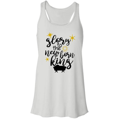 Glory to the new born King - Women's Flowy Racerback Tank