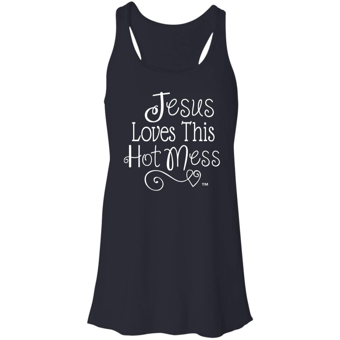 Jesus Loves This Hot Mess Mother's Day Women's Flowy Racerback Tank