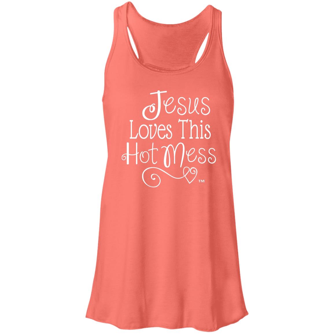 Jesus Loves This Hot Mess Mother's Day Women's Flowy Racerback Tank